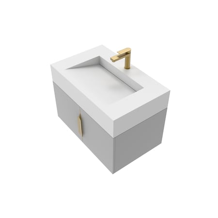 Castello Usa Nile 30-inch Gray Vanity Set with White Top and Gold Handles CB-MC-30G-GLD-2053-WH